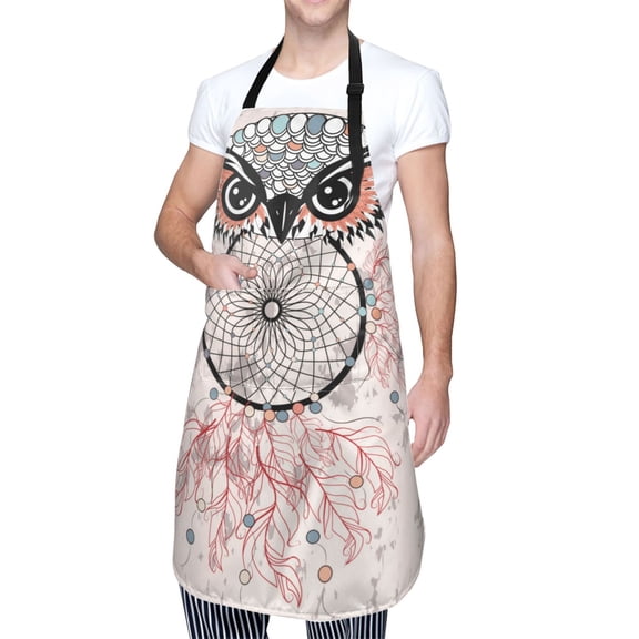 Kdxio Dreamcatcher With Owl Apron with Pockets Adjustable Kitchen Aprons for Men Women Waterproof Aprons for Cooking,Drawing,Crafting, Baking Household Cleaning