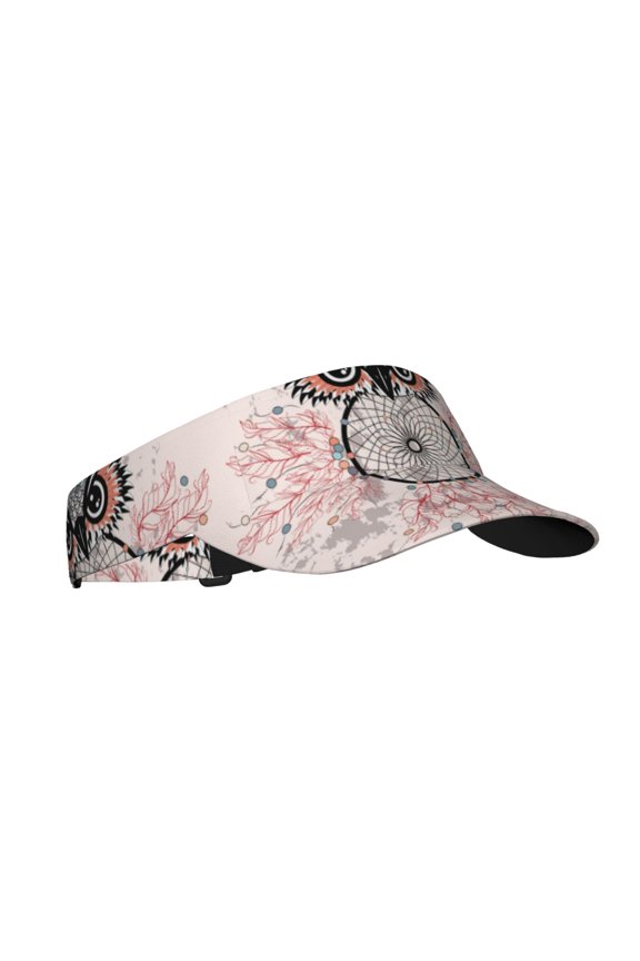 Dreamcatcher With Owl Print Sun Visor Hat Golf Visor Adjustable Velcro Outdoor Sports Cap for Men Women