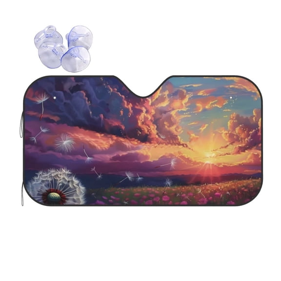 Kdxio Dreamy Dandelion Sunset Print Front Windshield Sun Shade,Folding Auto Sunshade for Car Truck SUV-Medium