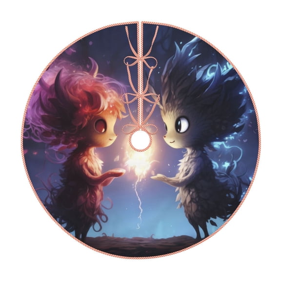 Kdxio Dreamy Forest Elf Print Christmas Tree Skirt Christmas Xmas Tree Skirts Mat for New Year Holiday Christmas Party Decorations-36"