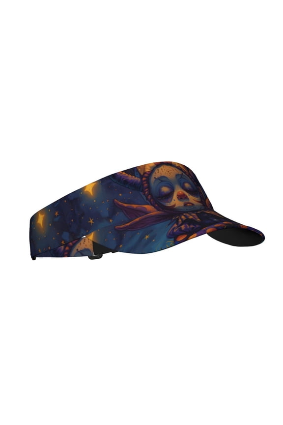 Dreamy Jester Under Stars Print Sun Visor Hat Golf Visor Adjustable Velcro Outdoor Sports Cap for Men Women