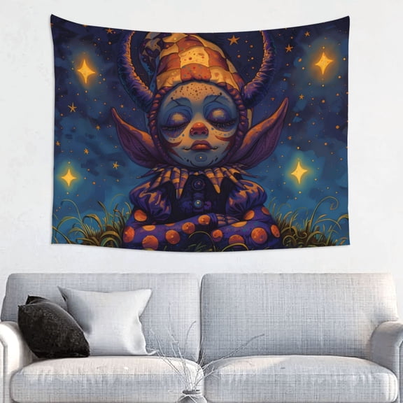 Kdxio Dreamy Jester Under Stars Wall Hanging Tapestries Banner For Bedroom College Dorm Home Living Room Party Decor 29X37 In