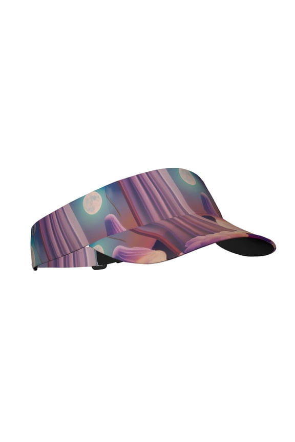 Dreamy Moonlit Window Print Sun Visor Hat Golf Visor Adjustable Velcro Outdoor Sports Cap for Men Women