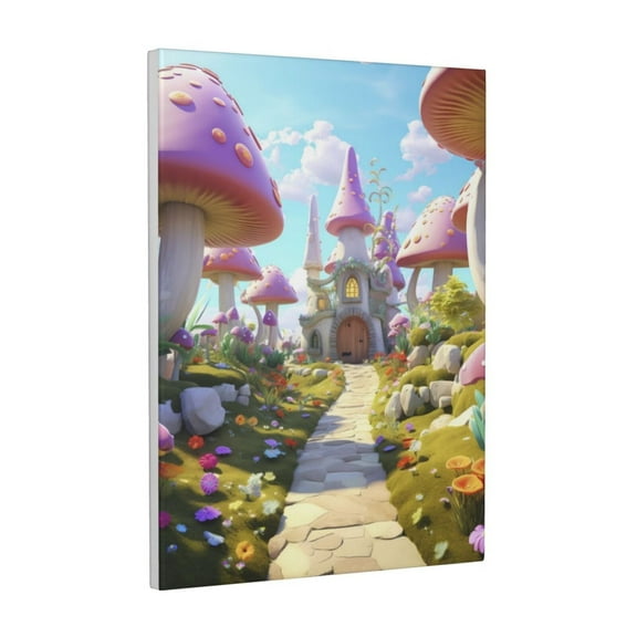 Kdxio Dreamy Mushroom House Pattern Canvas Wall Art 12x16 Inches - Waterproof HD Print Solid Wood Frame for Living Room & Bathroom,Vertical