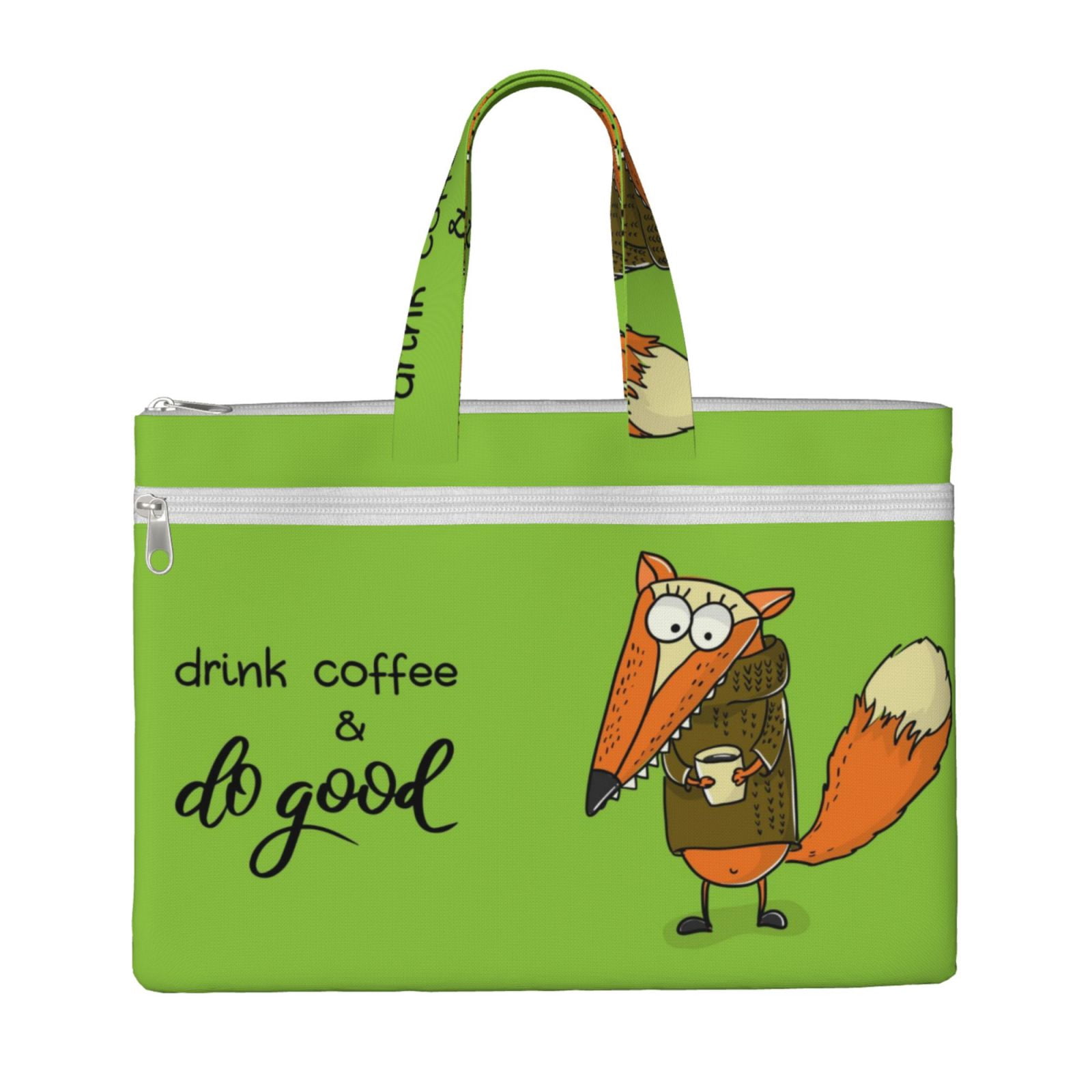 Kdxio Drink Coffee And Do Good File Tote Document Bag Business Briefcase Bag Document Organizer Tote Briefcase for Letter A4 Files Business Teacher Office Bag