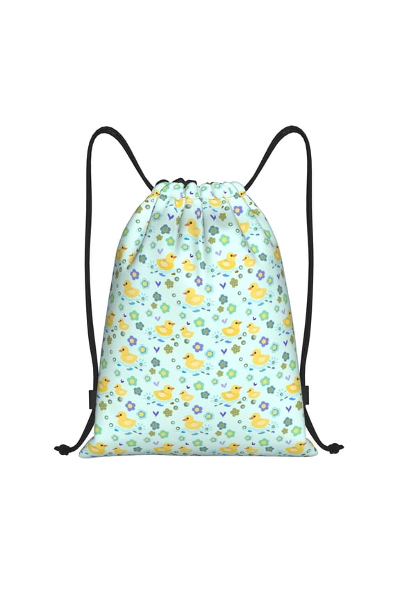 Duck Cartoon Print Drawstring Backpack Bag,Waterproof Draw String Back Sack, Gym Drawstring Bags Swim Bag For Unisex