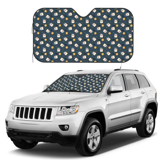 Kdxio Duck In The Space Print Windshield Sun Shade, Foldable Sun Blocker for Car,Truck,SUV Automotive Interior Sun Protection,Reflective Shade for Front Windshield(Small)