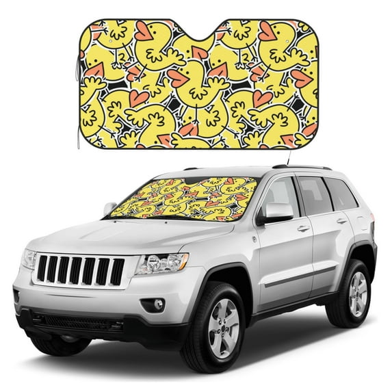 Kdxio Ducks Print Windshield Sun Shade, Foldable Sun Blocker for Car,Truck,SUV Automotive Interior Sun Protection,Reflective Shade for Front Windshield(Medium)