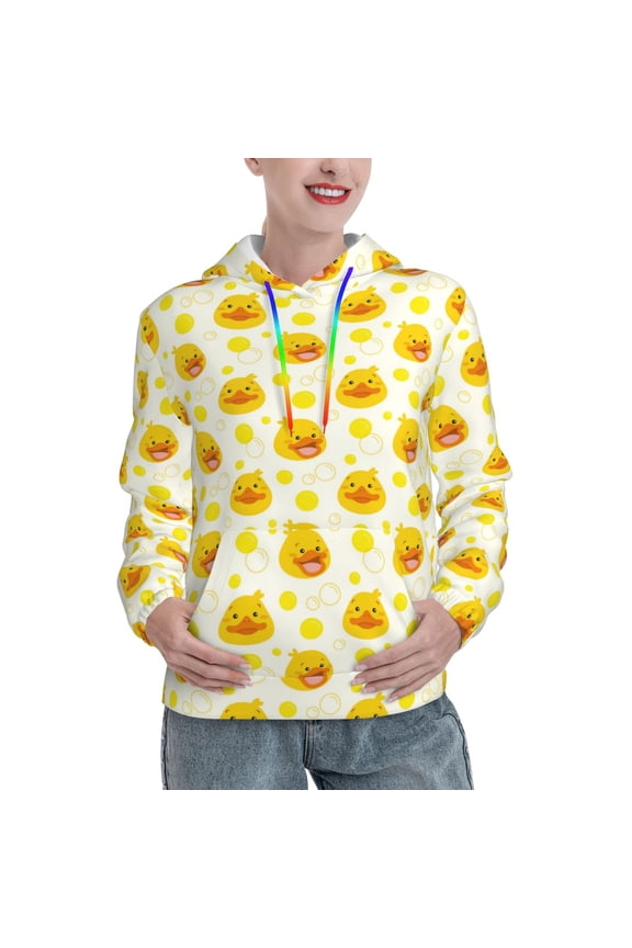 Ducky Cartoon Print Womens Oversized Hoodies Sweatshirts Hooded Pullover Tops Sweaters Casual-Large