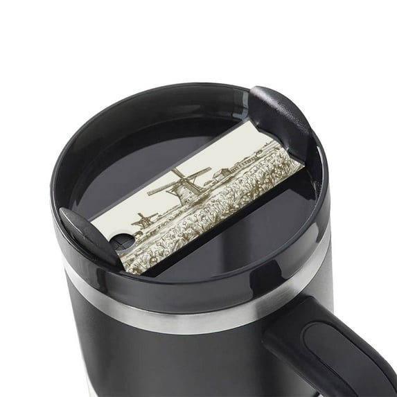 Kdxio Dutch Windmill Name Plate Compatible Stanley Cups Name Tag Acrylic Nameplate Tumbler Lid Topper for Cup Accessories