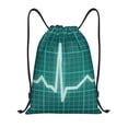 thumbnail image 1 of Kdxio ECG Wave Print Drawstring Backpack Bag,Waterproof Draw String Back Sack, Gym Drawstring Bags Swim Bag For Unisex, 1 of 9