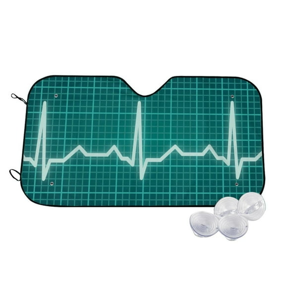 Kdxio ECG Wave Print Windshield Sun Shade,UV Rays and Sun Heat Protection,Sunshade for Car Windshield,Car Shade Front Windshield - Medium