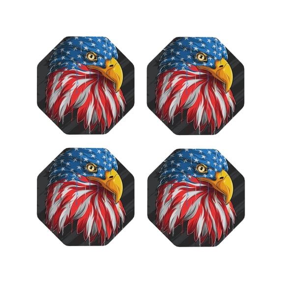 Kdxio Eagle Head With American Flag Funny Coasters,4 Pcs Leather Coasters,Housewarming Gifts,Protect Furniture from Water Marks Scratch and Damage
