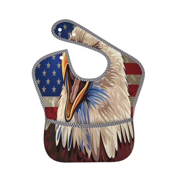 Kdxio Eagle With USA Flags Bibs For Babies, Baby Bibs for Eating, Toddler Bibs, Waterproof Bibs, Feeding Bibs, for Toddlers, Boys, Girls