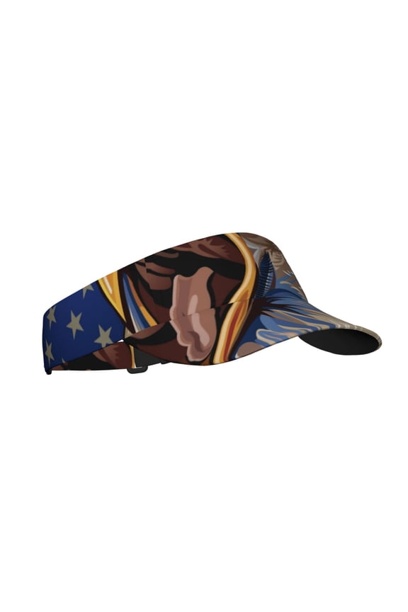 Eagle With USA Flags Print Sun Visor Hat Golf Visor Adjustable Velcro Outdoor Sports Cap for Men Women