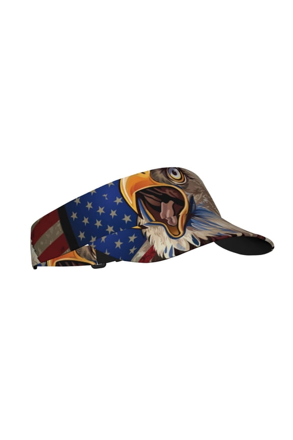 Eagle With USA Flags Print Sun Visor Hat Golf Visor Adjustable Velcro Outdoor Sports Cap for Men Women