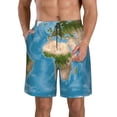 thumbnail image 1 of Kdxio Earth View World Map Pattern Mens Casual Shorts - Drawstring Summer Beach Sports Shorts for Men, 1 of 9