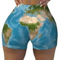 thumbnail image 1 of Kdxio Earth View World Map Print Workout Shorts for Women Seamless Soft Smooth Gym Yoga Scrunch Active Shorts, 1 of 9
