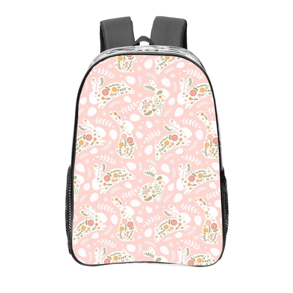 Kdxio Easter Bunny Clear Backpack, Transparent Bookbag for School for Women Men, Capacity Clear Bag for College, Travel