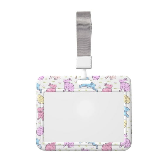 Kdxio Easter Colorful Rabbit Card Badge Holder Work Badge Sleeve for Office, School, Factory, ID Credit Cards, Driver Licenses and Passes