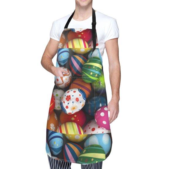 Kdxio Easter Egg Apron with Pockets Adjustable Kitchen Aprons for Men Women Waterproof Aprons for Cooking,Drawing,Crafting, Baking Household Cleaning