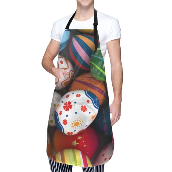 Kdxio Easter Egg Apron with Pockets Adjustable Kitchen Aprons for Men Women Waterproof Aprons for Cooking,Drawing,Crafting, Baking Household Cleaning