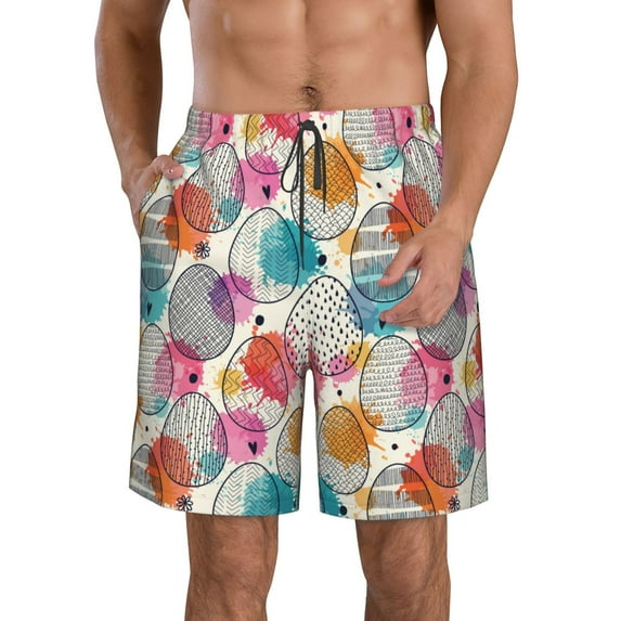 Kdxio Easter Egg Pattern Mens Casual Shorts - Drawstring Summer Beach Sports Shorts for Men