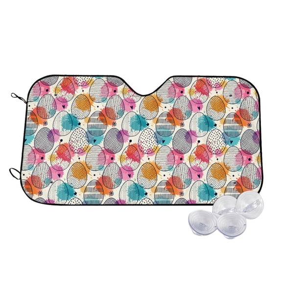 Kdxio Easter Egg Print Windshield Sun Shade,UV Rays and Sun Heat Protection,Sunshade for Car Windshield,Car Shade Front Windshield - Small