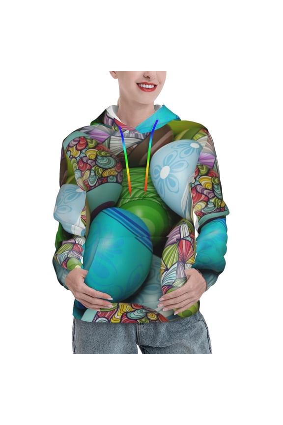 Easter Egg1 Print Womens Oversized Hoodies Sweatshirts Hooded Pullover Tops Sweaters Casual-Medium