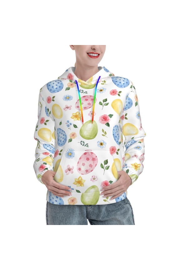Easter Egg3 Print Womens Oversized Hoodies Sweatshirts Hooded Pullover Tops Sweaters Casual-XX-Large