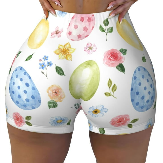 Kdxio Easter Egg3 Print Workout Shorts for Women Seamless Soft Smooth Gym Yoga Scrunch Active Shorts