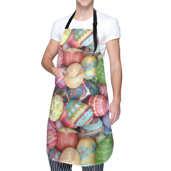 Kdxio Easter Eggs Apron with Pockets Adjustable Kitchen Aprons for Men Women Waterproof Aprons for Cooking,Drawing,Crafting, Baking Household Cleaning