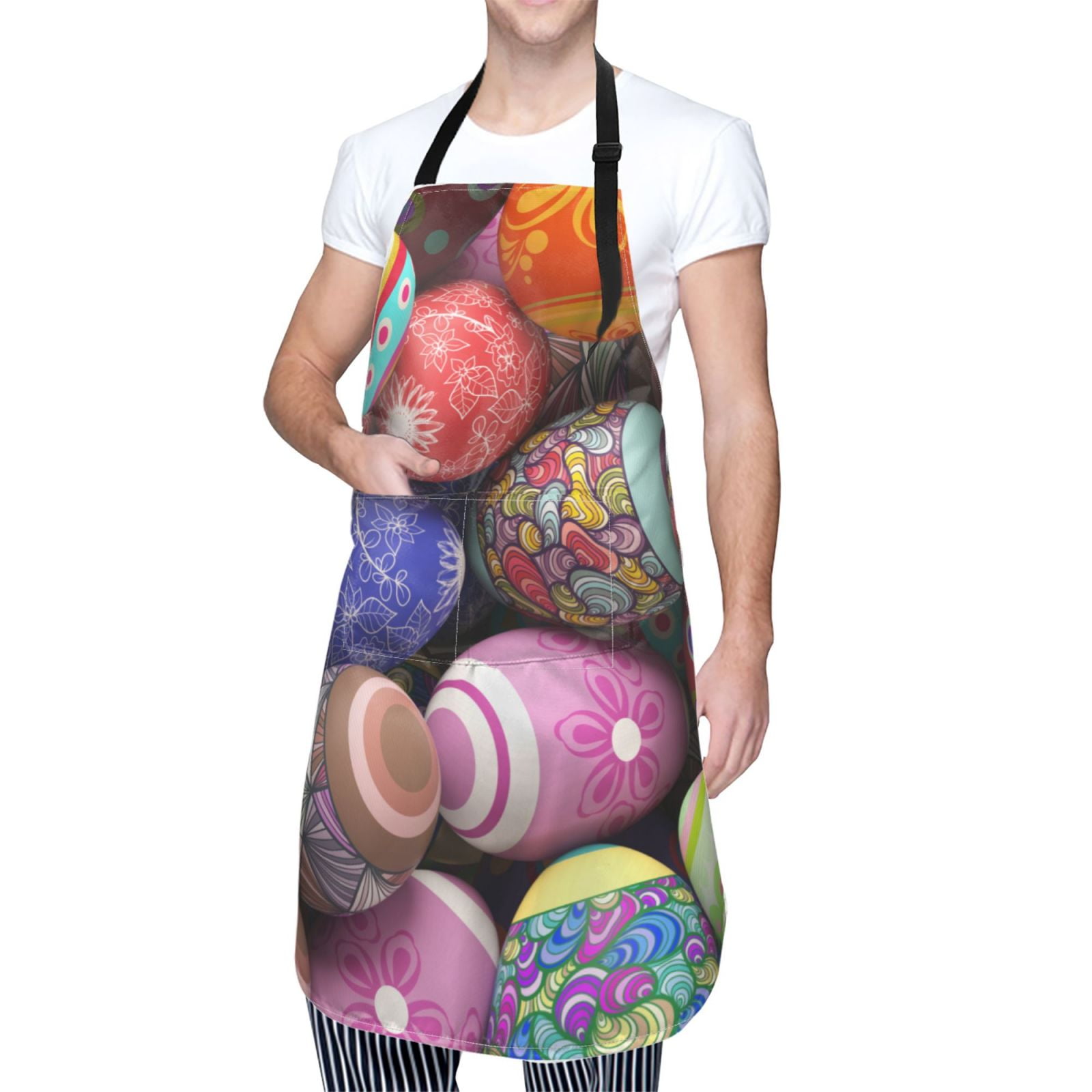Kdxio Easter Eggs1 Apron with Pockets Adjustable Kitchen Aprons for Men Women Waterproof Aprons for Cooking,Drawing,Crafting, Baking Household Cleaning