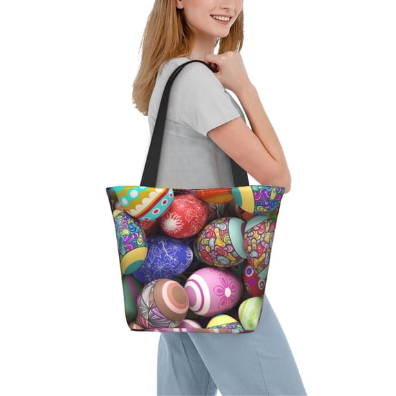 Kdxio Easter Eggs1 Women Reusable Grocery Bags Foldable Ripstop,Reusable Shopping Bags for Shopping,Gym,Gift