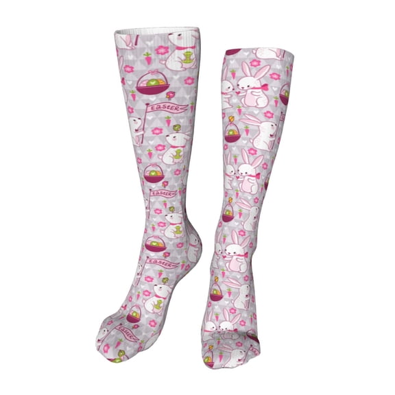 Kdxio Easter Rabbit Funny Silky Novelty Funky Long Knee High Socks Soft 3D Print Cosplay Crazy Stockings for Men Women