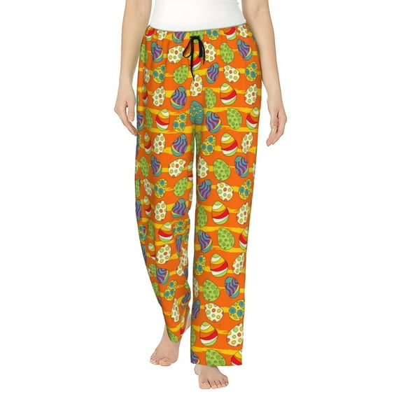 Kdxio Easter eggs Women Pajama Pants Drawstring Pajama Pants Wide Leg Casual Lounge Pants Sleepwear -Large