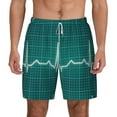 thumbnail image 1 of Kdxio Ecg Wave Print Men'S Swim Trunks With Compression Liner 7 Inch Inseam Quick Dry Swim Shorts, 1 of 7