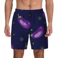 thumbnail image 1 of Kdxio Eggplant Print Men'S Swim Trunks With Compression Liner 7 Inch Inseam Quick Dry Swim Shorts, 1 of 7