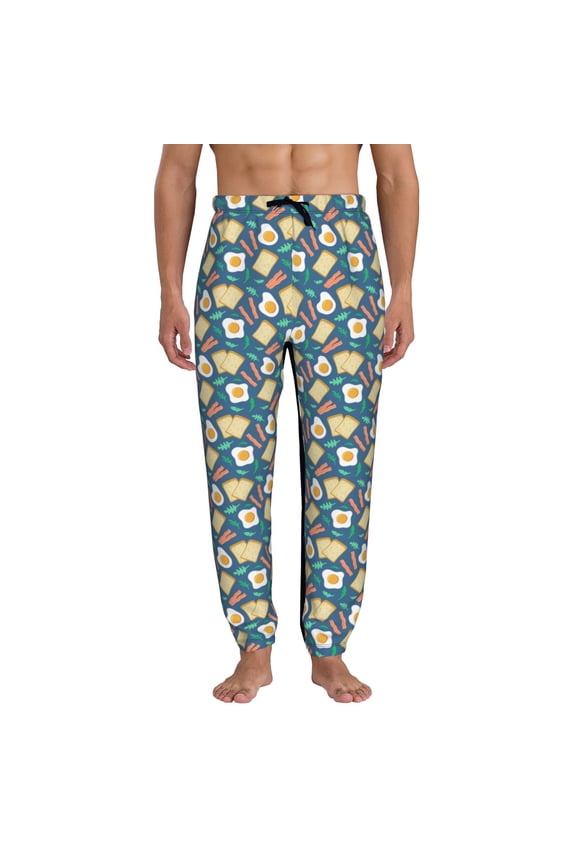 Eggs Toast Bacon And Arugula Pattern Joggers,Sweatpants for Men with Pockets-Small