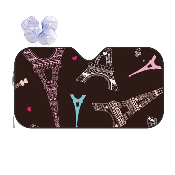 Kdxio Eiffel Tower Print Front Windshield Sun Shade,Folding Auto Sunshade for Car Truck SUV-Small