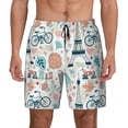 thumbnail image 1 of Kdxio Eiffel Tower Print Men's Swim Trunks with Compression Liner 7 Inch Inseam Quick Dry Swim Shorts, 1 of 7