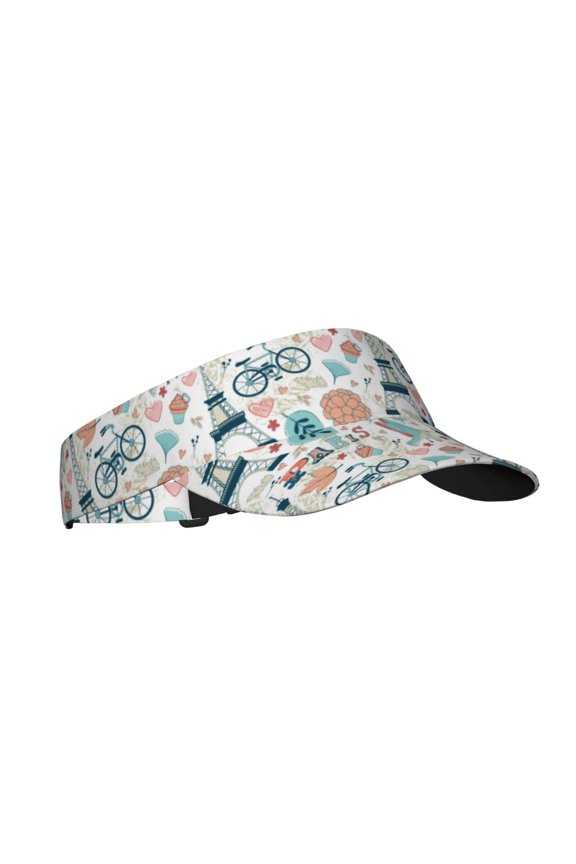 Eiffel Tower Print Sun Visor Hat Golf Visor Adjustable Velcro Outdoor Sports Cap for Men Women