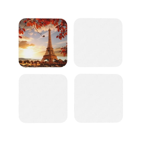 Kdxio Eiffel Tower With Red Leaves In Paris Funny Coasters,4 Pcs Leather Coasters,Housewarming Gifts,Protect Furniture From Water Marks Scratch And Damage