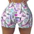 thumbnail image 1 of Kdxio Eiffel Tower and Hearts Print Workout Shorts for Women Seamless Soft Smooth Gym Yoga Scrunch Active Shorts, 1 of 9
