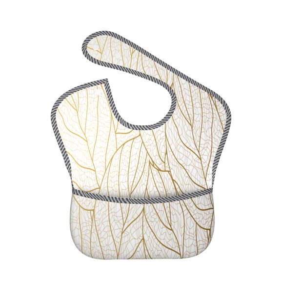 Kdxio Elegant Gold Leaf Pattern Bibs For Babies, Baby Bibs for Eating, Toddler Bibs, Waterproof Bibs, Feeding Bibs, for Toddlers, Boys, Girls