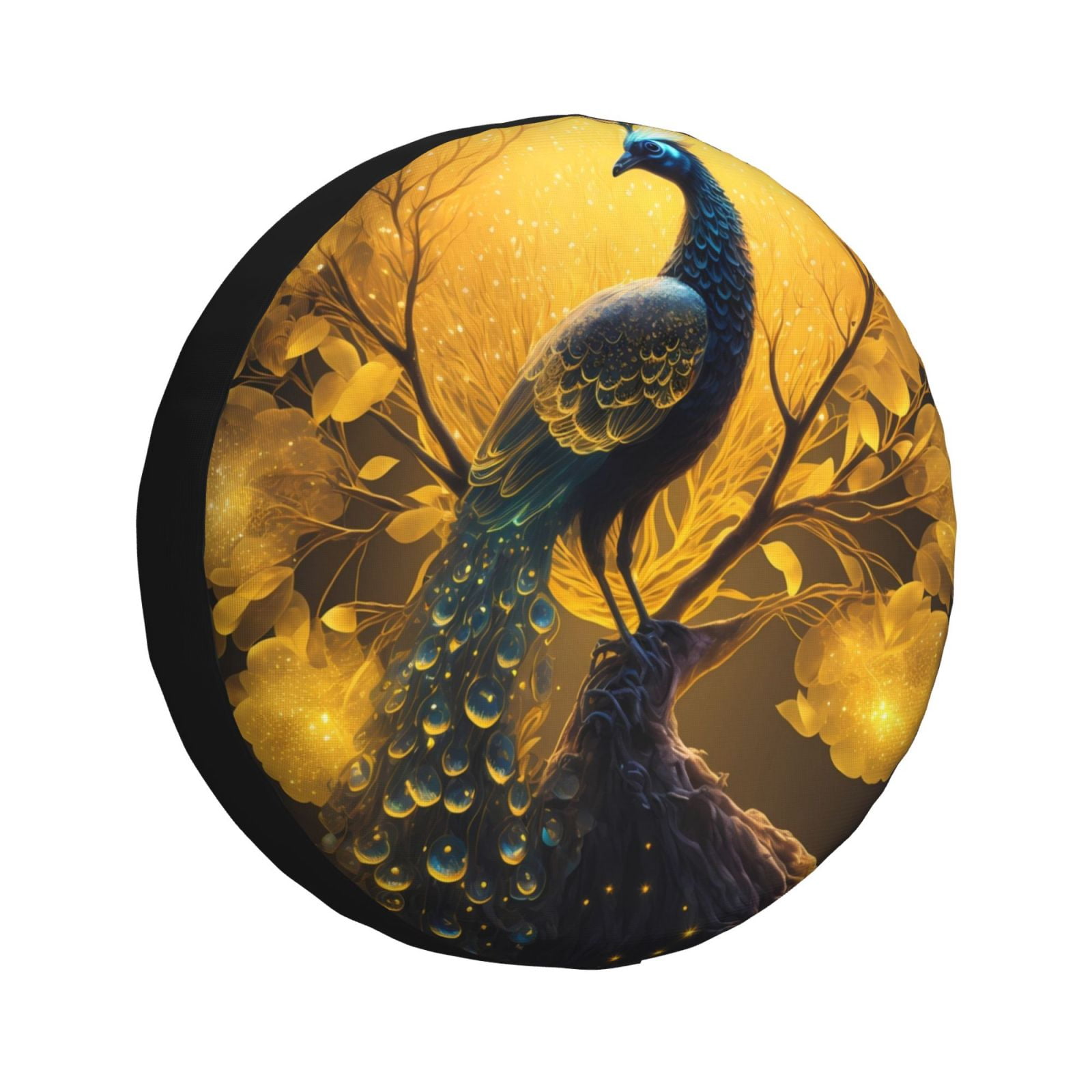 Kdxio Elegant Gold Leaf Peacock for Tire Cover Wheel Protectors Tyre Covers Weatherproof Wheel