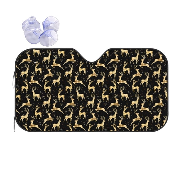 Kdxio Elegant Gold Moose Print Front Windshield Sun Shade,Folding Auto Sunshade for Car Truck SUV-Small