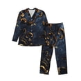 thumbnail image 1 of Kdxio Elegant Gold Scrollwork Men’s Pajama Set Pajamas For Men 2 Piece PJ Set with Men Pajama Pants and Long Sleeve T-Shirt Lounge Set-Large, 1 of 7