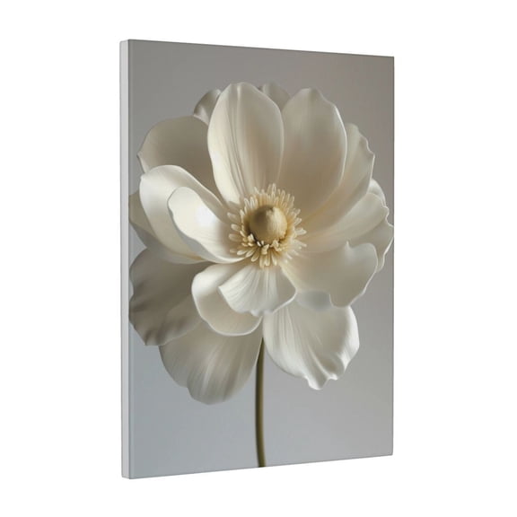 Kdxio Elegant Ivory Flower Pattern Canvas Wall Art 12x16 Inches - Waterproof HD Print Solid Wood Frame for Living Room & Bathroom,Vertical
