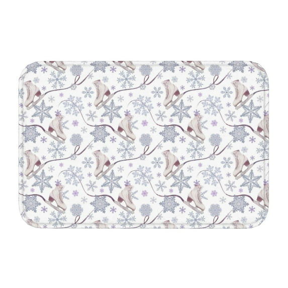 Kdxio Elegant ice skates snowflakes,16" x 24", Non-Slip Front Door Mats,Outdoor Welcome Mat Washable